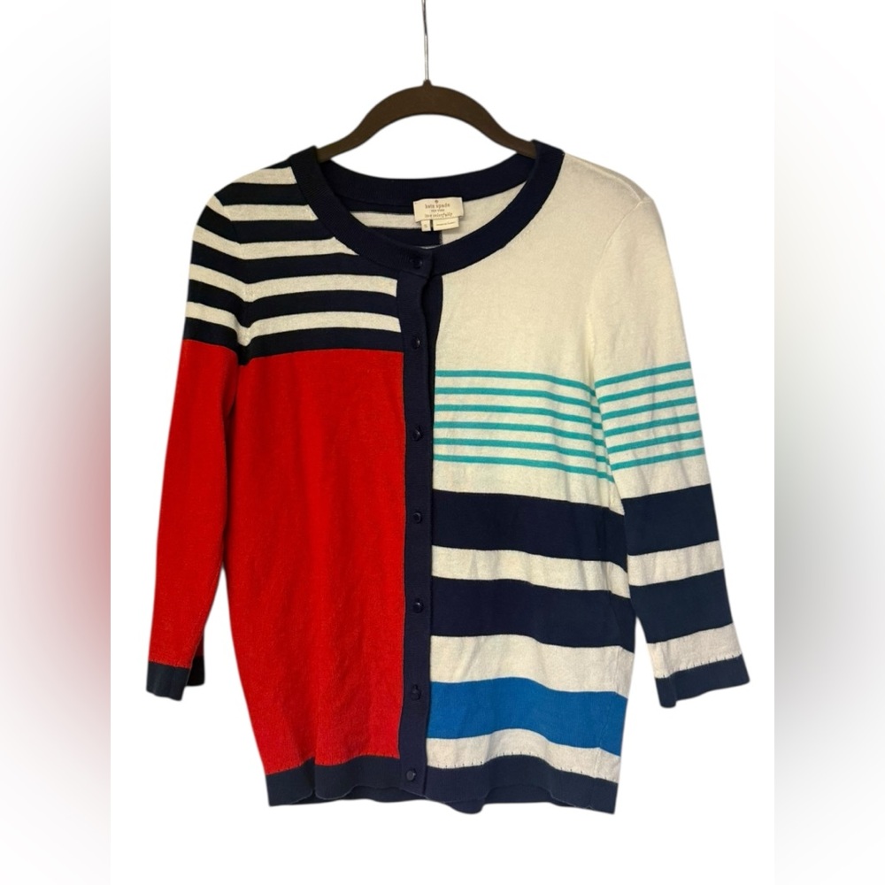 Kate Spade New York Colorblock Stripe Cardigan Sweater Cashmere Blend
